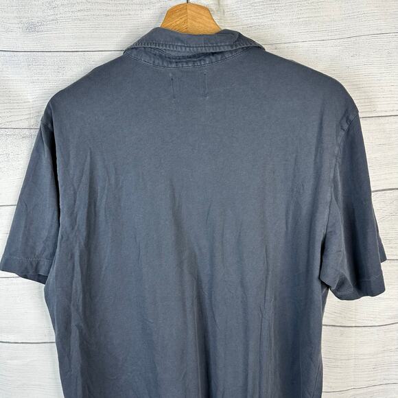 Billy Reid Mens size XL Short Sleeve Polo Shirt Blue Cotton Pocket - Picture 5 of 9
